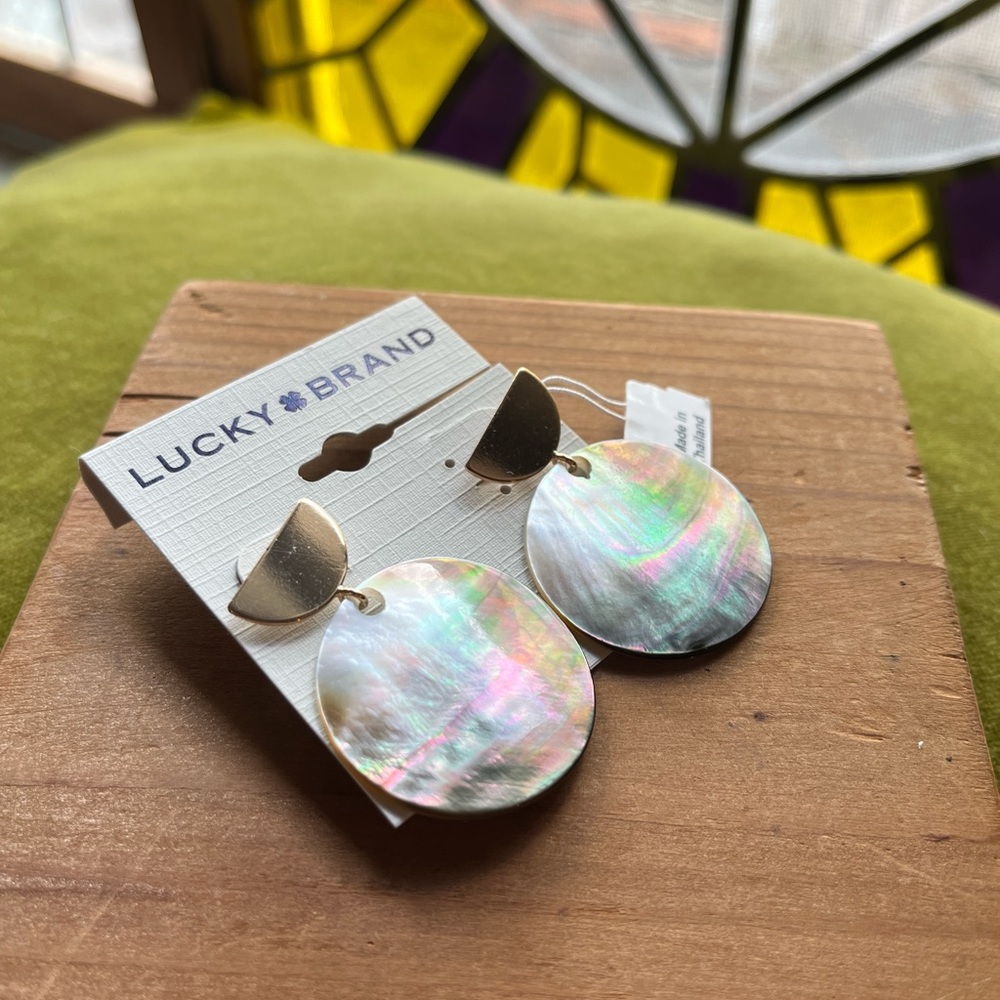 Pearl half moon Lucky midcentury style earrings NWT